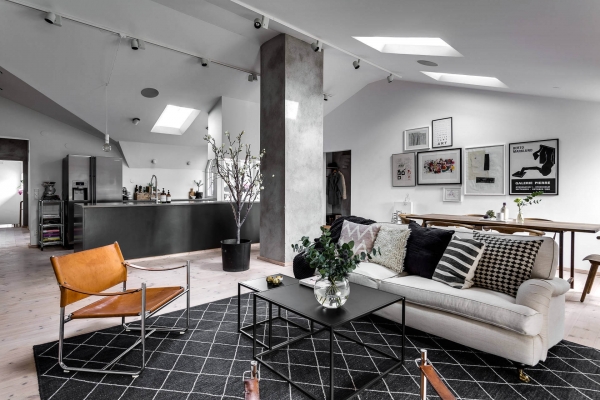 loft в интерьере мансарды