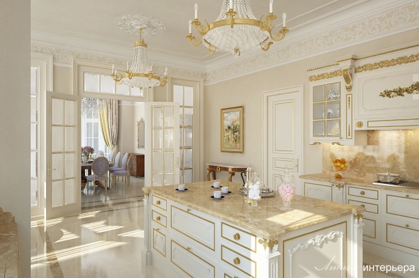 фото кухни столовой в классическом стиле